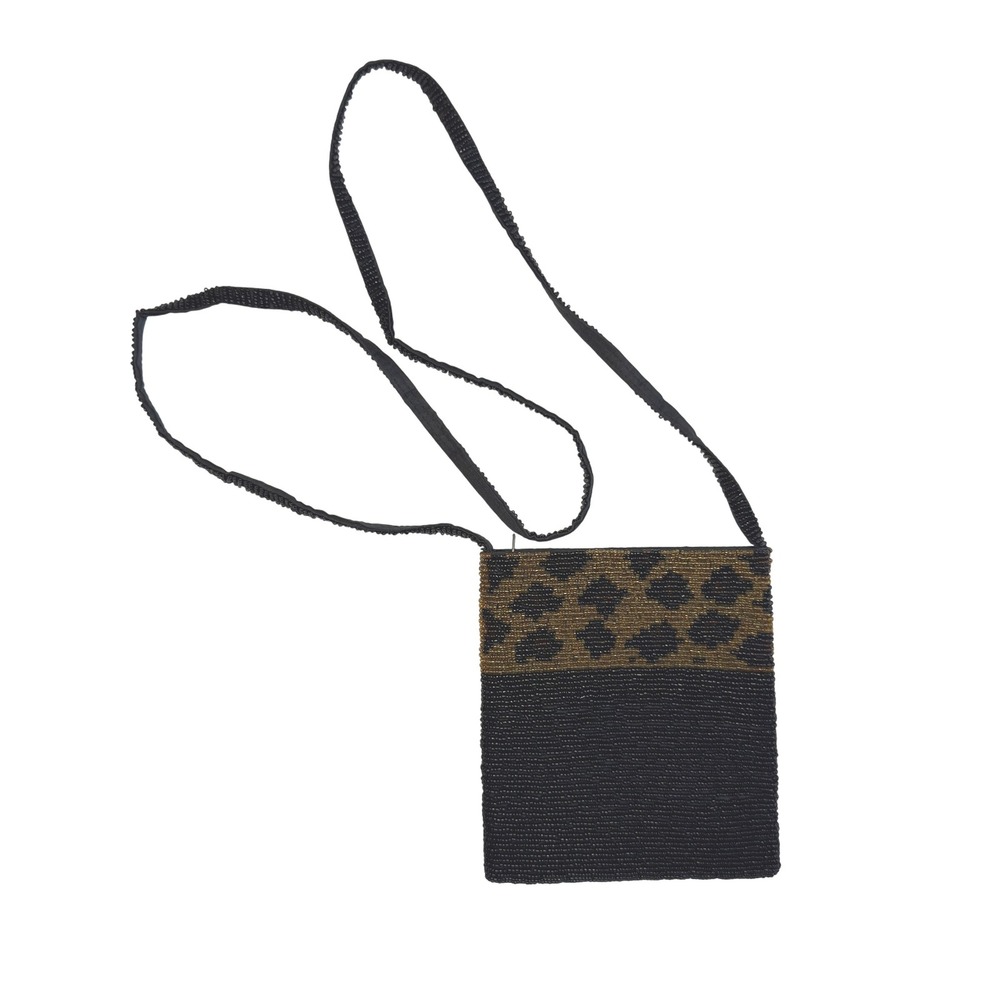 Vintage Beaded Leopard Print Mini Bag 6.5x6 Crossbody 90s Y2K Evening Purse
